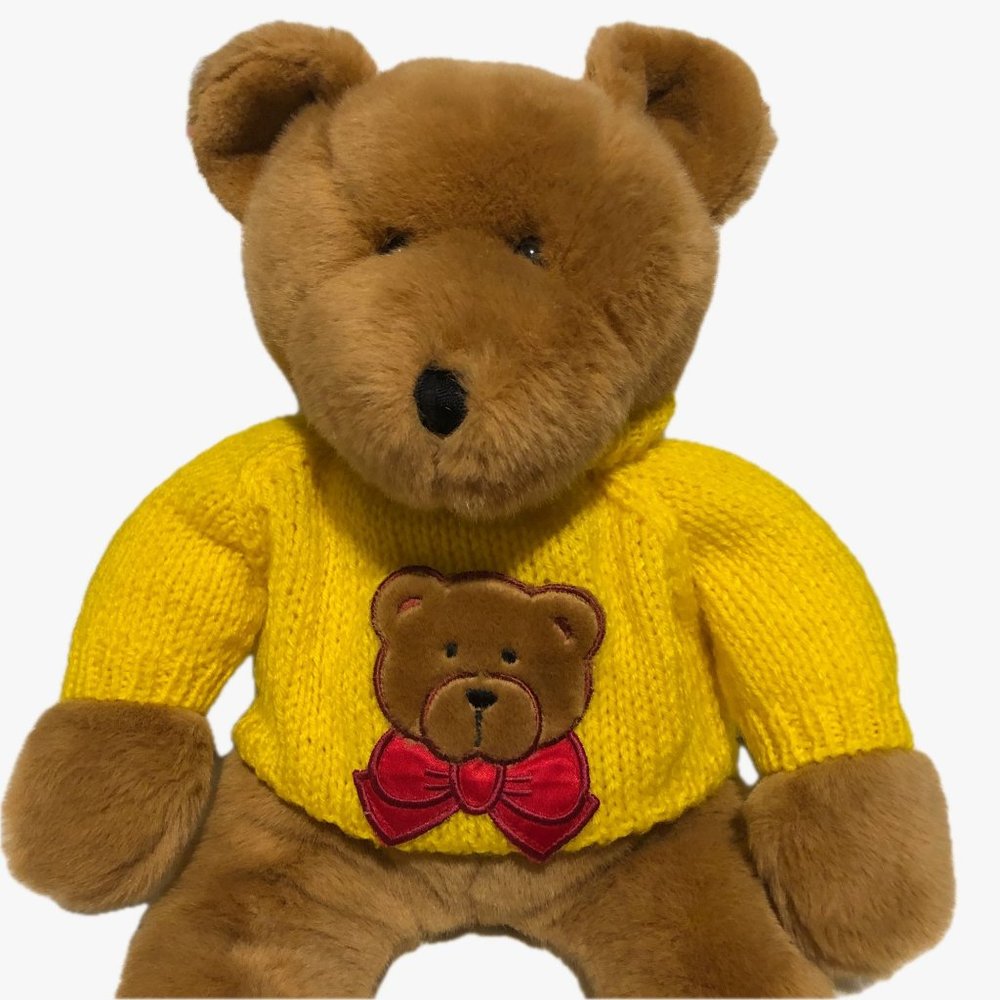 TB Trading Co Stuffed Tan Beige Bear in Yellow Bear Sweater Plush 20" RETIRED